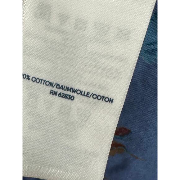 Lands' End Top Women XL White Blue Ombre Floral Print Button Down 100% Cotton - Picture 7 of 10